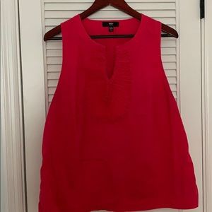 Coral sleeveless top with ruched detail